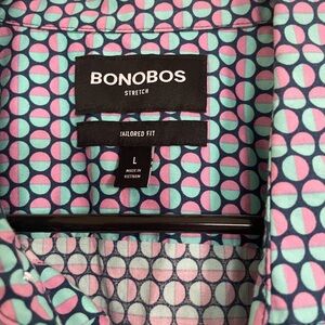 Bonobos Tailored Fit Button-Up in Teal & Pink Geo Print